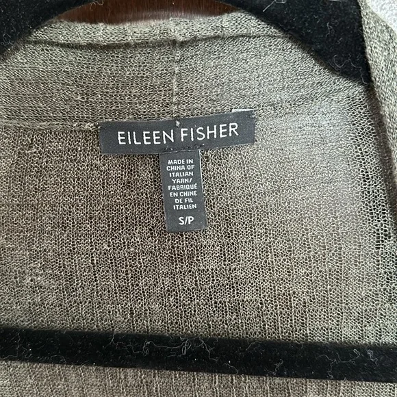 Eileen Fisher Olive Green Linen Cardigan, Small - Picture 3 of 5